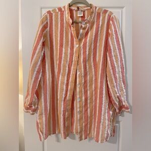 Norm Thompson Coral/Yellow Tunic Size L